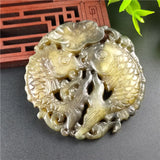 Natural Jade Antique Pisces Pendant Charm Jewelry Hand-Carved Pendant