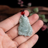 Natural Jadeite Living Buddha Ji Gong Pendant Hand-Carved Charm Jewellery