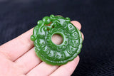 Hand-Carved Green Jade Pendant Necklace Amulet Unisex