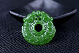 Hand-Carved Green Jade Pendant Necklace Amulet Unisex
