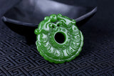 Hand-Carved Green Jade Pendant Necklace Amulet Unisex