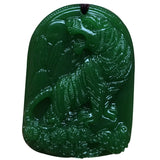 Hand-Carved Green Tiger Jade Pendant Necklace Unisex