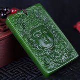 Hand-Carved Green Buddha Pendant Necklace Charm