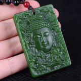 Hand-Carved Green Buddha Pendant Necklace Charm