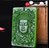 Hand-Carved Green Buddha Pendant Necklace Charm