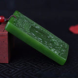 Hand-Carved Green Buddha Pendant Necklace Charm