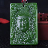 Hand-Carved Green Buddha Pendant Necklace Charm