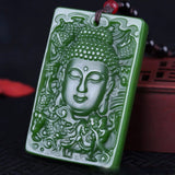 Hand-Carved Green Buddha Pendant Necklace Charm