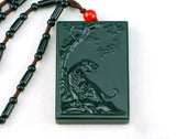 Hand-Carved Jade Lucky Tiger Pendant Necklace