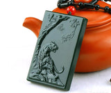 Hand-Carved Jade Lucky Tiger Pendant Necklace