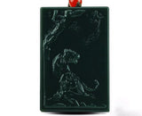 Hand-Carved Jade Lucky Tiger Pendant Necklace