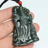 Hand-Carved Jade Square Pendant Necklace Men Women Jewelry