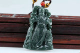 Hand-Carved Jade Square Pendant Necklace Men Women Jewelry