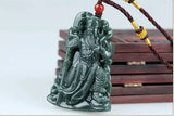 Hand-Carved Jade Square Pendant Necklace Men Women Jewelry