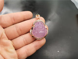 Hand-Carved Pink Jade Chalcedony Buddha Pendant Necklace