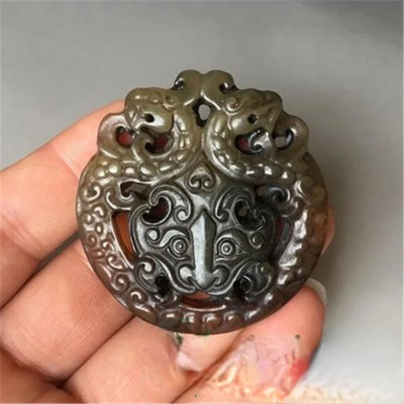 Natural Old Jade Pendant Charm Hand-Carved Jewelry