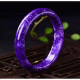 Hand-Carved Natural Purple Bangle Bracelet 54-62mm