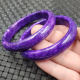 Hand-Carved Natural Purple Bangle Bracelet 54-62mm