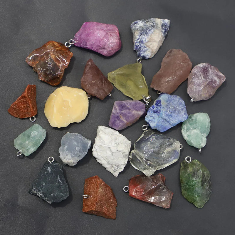 Natural Raw Ore Stone Necklaces Pendants Tourmaline Crystal Amethyst