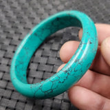 Hand-Carved Natural Round Bangles Bracelet for Women Men 60mm