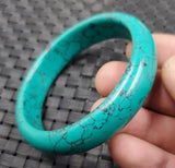 Hand-Carved Natural Round Bangles Bracelet for Women Men 60mm