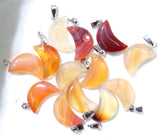 Natural Stone Quartz Crystal Charms Moon Pendants For DIY Jewelry Making 12pcs