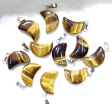 Natural Stone Quartz Crystal Charms Moon Pendants For DIY Jewelry Making 12pcs