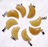 Natural Stone Quartz Crystal Charms Moon Pendants For DIY Jewelry Making 12pcs