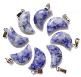 Natural Stone Quartz Crystal Charms Moon Pendants For DIY Jewelry Making 12pcs