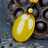 Hand-Carved Yellow Egg Noodle Pendant Charm Necklace
