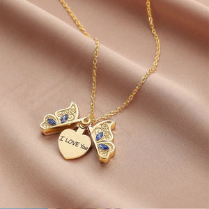 Love Lady Bow Album Box Pendant Necklace