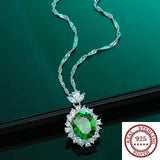 S925 Sterling Silver Turquoise Pendant Necklace Retro Jewelry