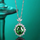 S925 Sterling Silver Necklace Turquoise Pendant Retro Engagement Wedding Jewelry