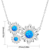 Opal Sun Flower Necklace 925 Sterling Silver For Women Gift