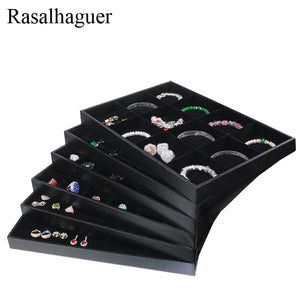 PU Frame Velvet Jewelry Organizer Ring Box Necklace Earring Holder