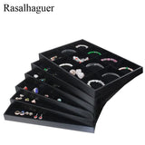 PU Frame Velvet Jewelry Organizer Ring Box Necklace Earring Holder