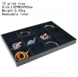 PU Frame Velvet Jewelry Organizer Ring Box Necklace Earring Holder