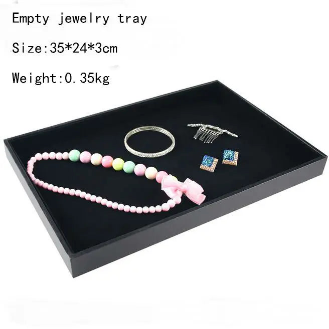 PU Frame Velvet Jewelry Organizer Ring Box Necklace Earring Holder