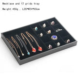 PU Frame Velvet Jewelry Organizer Ring Box Necklace Earring Holder