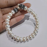 Antique Stainless Steel Freshwater Pearl Women's Bracelet
