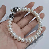 Antique Stainless Steel Freshwater Pearl Women's Bracelet