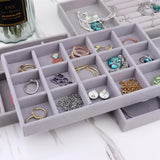 Portable Velvet Jewelry Ring Display Organizer Box Tray Earrings Storage Box