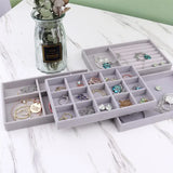 Portable Velvet Jewelry Ring Display Organizer Box Tray Earrings Storage Box
