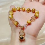Buddha Yellow Tiger's Eye Beaded Bracelet for Women YBR634