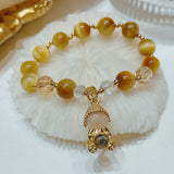 Buddha Yellow Tiger's Eye Beaded Bracelet for Women YBR634