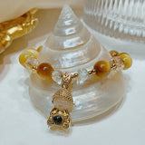 Buddha Yellow Tiger's Eye Beaded Bracelet for Women YBR634