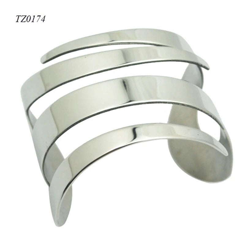 Punk Style Wide Cuff Bangles Bracelet 316l Stainless Steel