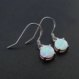 925 Silver Fire Opal Drop Earrings for Women