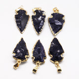 Raw Stone Arrow Head Pendants for Healing Necklace 6Pcs