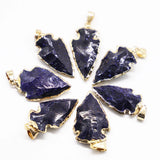 Raw Stone Arrow Head Pendants for Healing Necklace 6Pcs